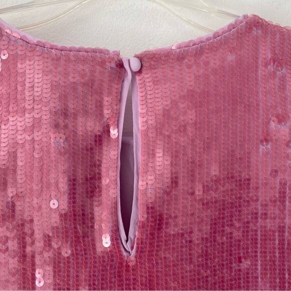 J. Crew Collection Pink Sequin Shell Blouse Lined size Large - Picture 9 of 10